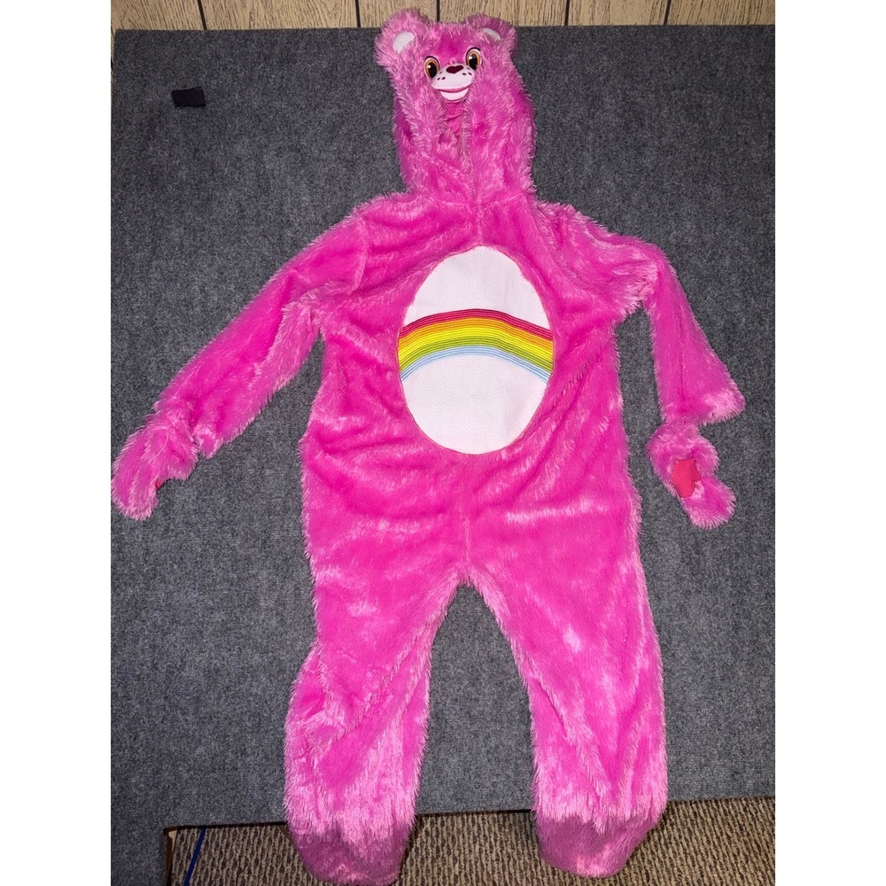 Care Bears Cheer Bear Adult Costume Pink Furry Rainbow Halloween one piece Large